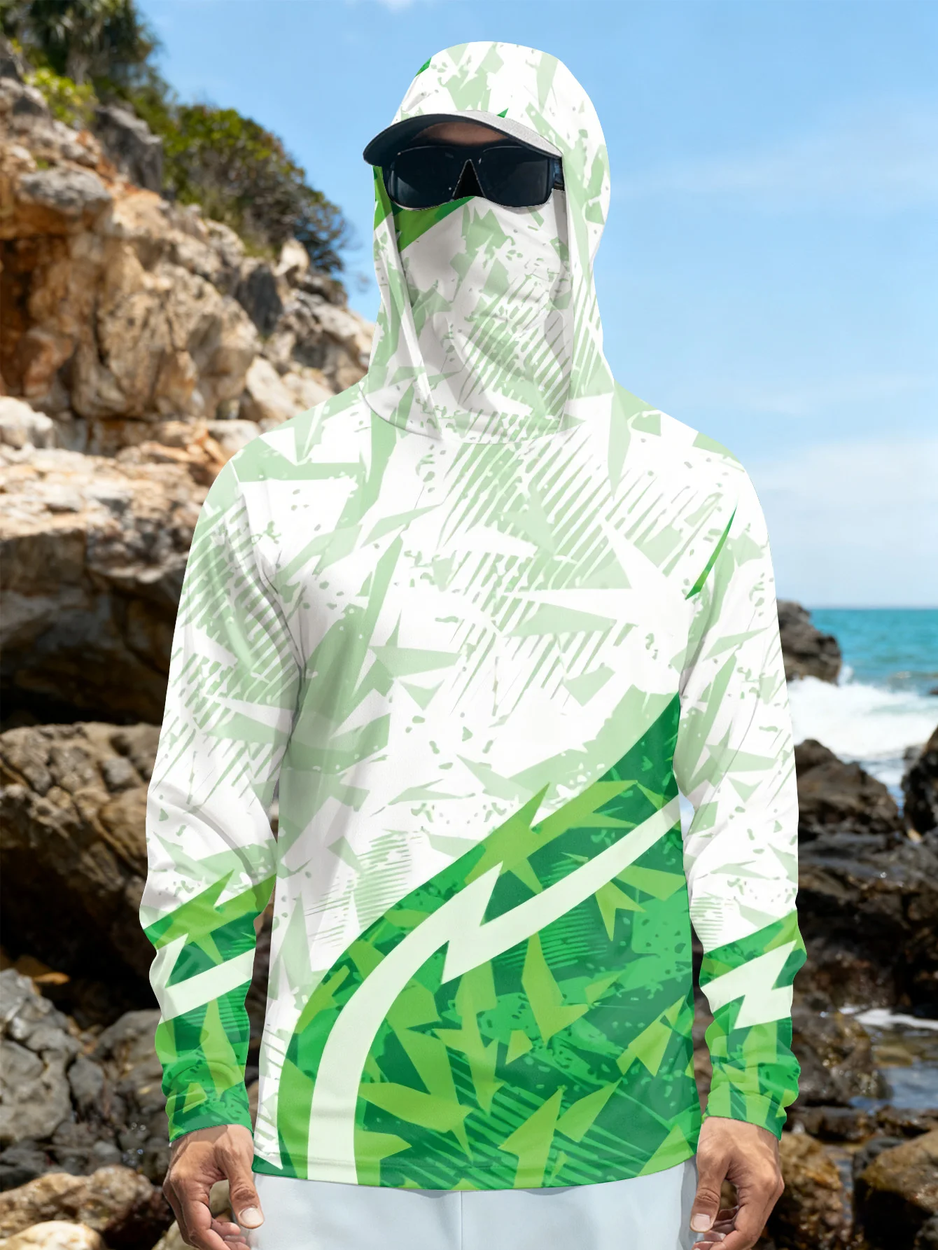 Hiking - Mens Fishing Shirt Hooded UPF Sun
