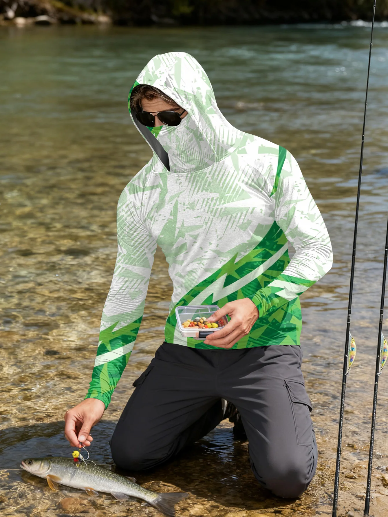 Mens Fishing Shirt Hooded UPF  - огляд і ціна Hiking