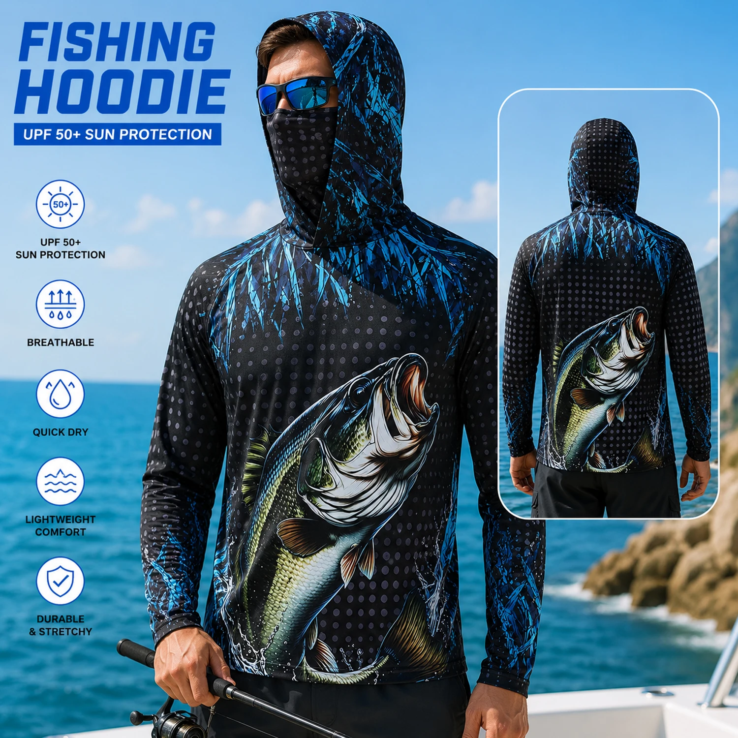 Men UPF50+ Fishing Hoodie with - огляд і ціна Hiking